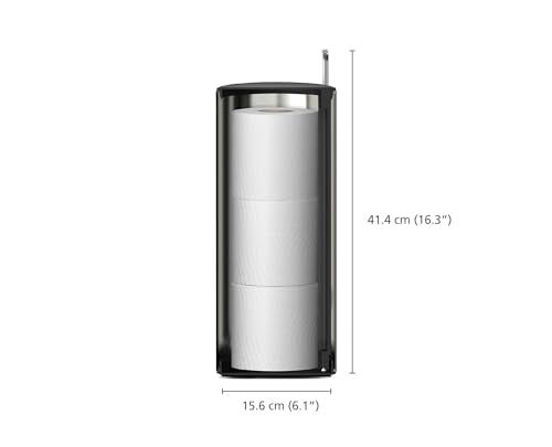 Joseph Joseph EasyStore Luxe Stainless Steel Concealed Toilet Paper Holder Stand Storage with Lid, Hods up to 3 Rolls - style: Holder