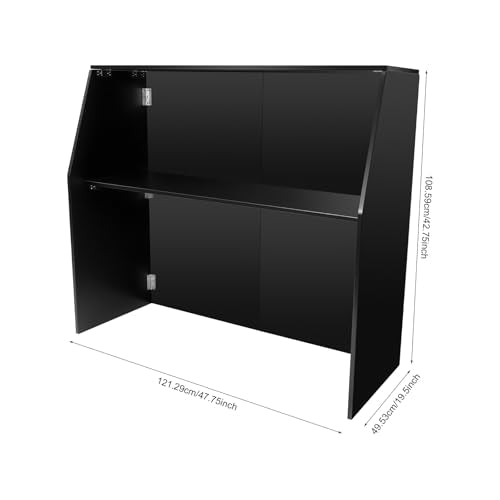 47.75" Foldable Portable Event Bar Cabinet - Mobile Bartending Station with Top & Middle Shelves, Strong Load Capacity, Complete Accessories for Parties, Picnics, Barbecues & Catering (Black)