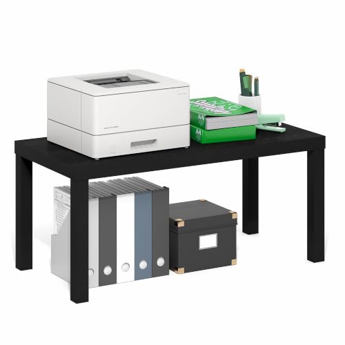 Furinno CLASSIC Coffee Table, Modern Rectangle Printer Stand, Black | 1.8" Triple Thick Tabletop, Toolless Assembly, Side Table, for Living Room, Home Office - color: Black, size: Rectangle