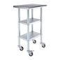 AmGood Stainless Steel Work Table with 2 Shelves and Casters | Metal Utility Table On Wheels (Stainless Steel Work Table with 2 Shelves + Casters, 24" Long x 18" Deep) - size: 24" Long x 18" Deep