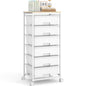 6 Drawer Rolling Storage Cart with Wooden Top and Wheels for Crafts,White | Easy Setup, Large Capacity, Sturdy Build, Lockable Mobility, For office, classroom and art studio supplies - color: White