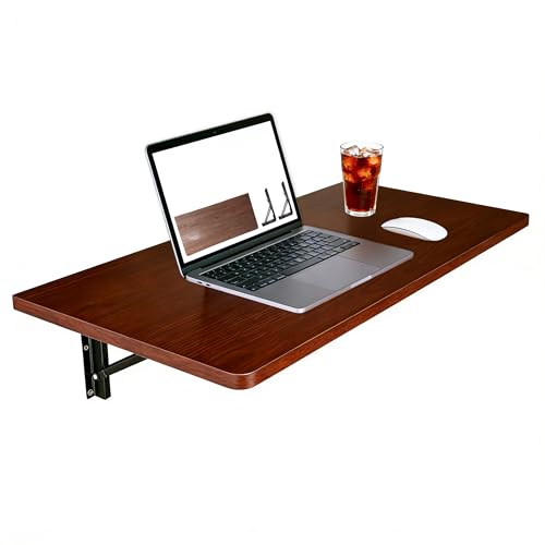 Wall Mounted Folding Workbench,31.5"x15.7", Heavy Duty,100 LBS Load Bearing | Space-Saving – Great for Garage Workbench ,Laundry Room ,Home Office & Folding Table Study Desk Suitable for Solid Wall - color: Black Walnut