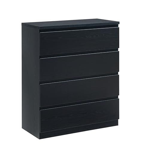 Nightstand with Drawers, Bedside Table with Drawers, Sofa Side Table Storage Cabinet, Night Stand for Bedroom Living Room (1, 4 Drawers Black, 31.5" W×15.7" D×38.1" H) - color: 4 Drawers Black, 31.5"w