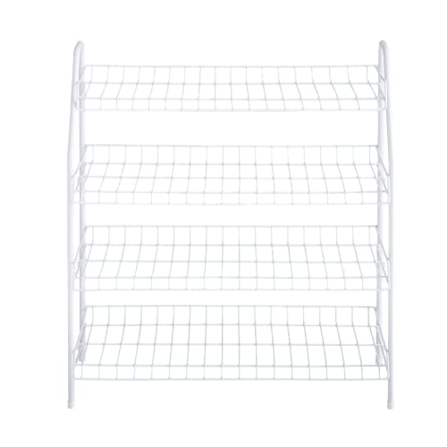 Rubbermaid 4-Tier Wire Shoe Rack, White, Simple Assemble, Storage Shelf for Organization in Bedroom/Closet - style: Shoe Shelf