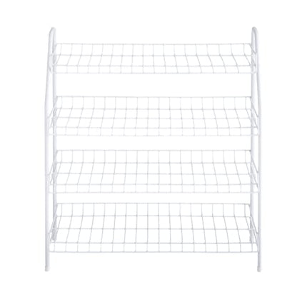 Rubbermaid 4-Tier Wire Shoe Rack, White, Simple Assemble, Storage Shelf for Organization in Bedroom/Closet - style: Shoe Shelf