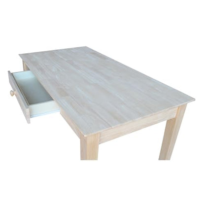 IC International Concepts, Writing Desk With Drawer, Solid Real Wood, Sturdy Parawood, Dimensions 19.41"W x 15"D x 2.36"H, Home Office/Study, Paint/Stain Ready, Unfinished - color: Unfinished