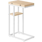 HOOBRO Foldable C Shaped End Table, C Shaped Side Table with Storage Shelf, Small Snack Table, Slide Under Couch Table for Sofa, Living Room Bedroom Small Spaces Easy Assembly, Natural WN29SF01 - color: White + Natural