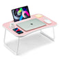 Foldable Lap Desk, Laptop Bed Desk, Portable Lap Table, Laptop Bed Table with Cup Holder & Tablet Slot & Lifting Handle for Working Writing Drawing & Eating - Pink - color: Pink