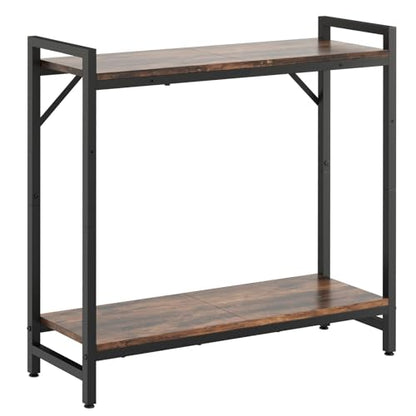 Livofloral Narrow Console Table, Small Entryway Table with 2 Support Bar, Thin Sofa Table, Small Couch Table, Display Table, Side Table for Living Room, Hallway, Bedroom, Rustic Brown - color: Rustic Brown