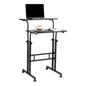 Mind Reader Standing Desk, Adjustable Height Laptop Workstation, Portable Rolling Desk on Wheels, Two-Tier Metal Frame, Black - color: Black