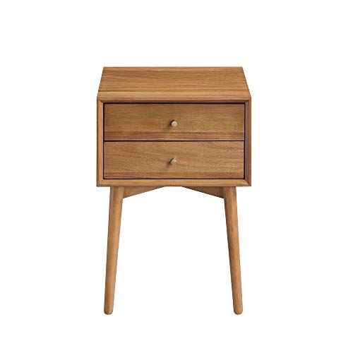 Nathan James 32704 Harper Mid-Century Oak Wood Nightstand with 2-Drawers, Small Side End Table with Storage, Brown - color: Oak Brown, size: Set of 1