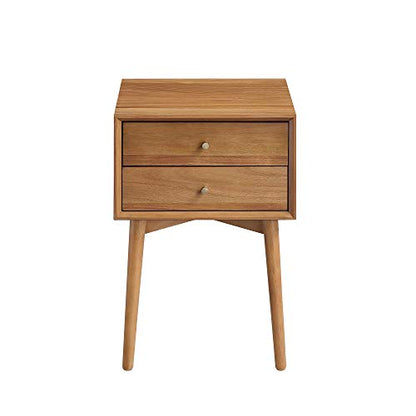 Nathan James 32704 Harper Mid-Century Oak Wood Nightstand with 2-Drawers, Small Side End Table with Storage, Brown - color: Oak Brown, size: Set of 1