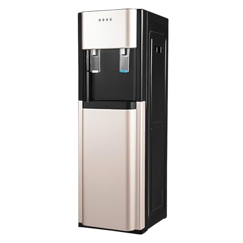F880 Floor Standing Beverage Tower, Lower Cabinet Loading Hot and Cold Water Station, 450W Heating w/Cup-Push Spout for Kitchen, Lounge & Front Desk (Gold) - color: Gold