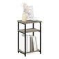 Furinno Just 3-Tier Metal Frame End Table with Storage Shelves, 1-Pack, French Oak - color: French Oak, size: 1-Pack, Metal Frame, 3-Tier