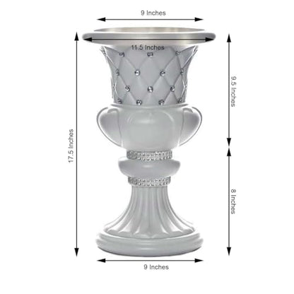 Efavormart 2 Pack 18" Tall White PVC 10mm Crystal Studded Italian Inspired Pedestal Column Plant Stand Pot