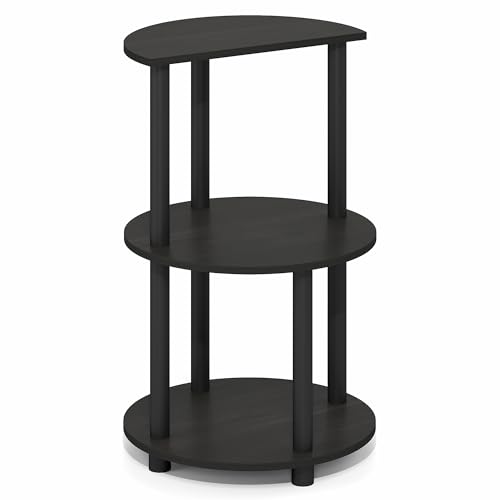Furinno Turn-N-Tube Side Table, 3-Tier Round End Table, Black Espresso | Half Round Top Panel Night Stand, Nightstand, Bedside Table with Open Shelf, for Living Room, Bedroom - color: Black Espresso/Black