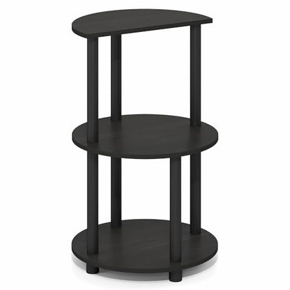 Furinno Turn-N-Tube Side Table, 3-Tier Round End Table, Black Espresso | Half Round Top Panel Night Stand, Nightstand, Bedside Table with Open Shelf, for Living Room, Bedroom - color: Black Espresso/Black