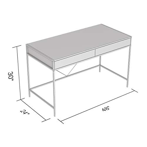 Safdie & Co. Computer Desk 49inch for Home Office and Small Spaces with 2 Drawers Brown Reclaimed Wood with Black Metal. Ideal for Writing, Gaming, Study, Work from Home.