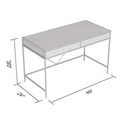 Safdie & Co. Computer Desk 49inch for Home Office and Small Spaces with 2 Drawers Brown Reclaimed Wood with Black Metal. Ideal for Writing, Gaming, Study, Work from Home.
