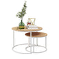 HOJINLINERO Round Coffee Table,Nesting White Coffee Table Set of 2,Large | Center Tables for Living Room, Home Small Space,Stacking Side Tables,Sturdy&Easy Assembly,Wood Desktop,White+Teak OAKDK - color: Wh+oakdk, size: Large