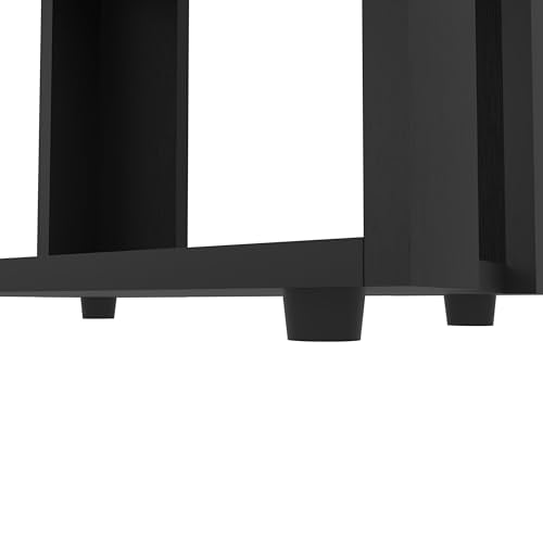 16" Storage Cabinet with 3-Open-Shelves, Practical Cabinets with Melamine Coating, Multifunctional Bookcase with Sturdy Construction for Vertical Use, Black