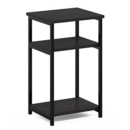 Furinno JUST Night Stand, Nightstand, 3-Tier Metal Frame End Table with Open Shelf, Side Table, End Table, for Living Room, Bedroom, Espresso - color: Espresso