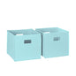 RiverRidge Folding Storage Bins - 2-pack of 10in Tall Aqua Cubes | Fabric Bins, Set of 2 Storage Cubes, Cut-out Handles, Playroom Closet Organizer, Collapsible Cubby with Bottom Board Insert - color: 2 Aqua 10in H Bins