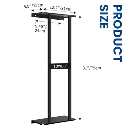 Bathroom Towel Storage Rack, Wall Mounted Bathroom Towel Rack, 30 inch Heavy Duty 6 Large Towels, Wall Mounted Towel Rack for Rolled Towels, Black - color: Black