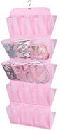 MISSLO 30 Large Pockets Dual Sided Hanging Shoe Organizer for Closet with Rotating Hanger Hanging Shoe Shelves, Pink - color: Pink