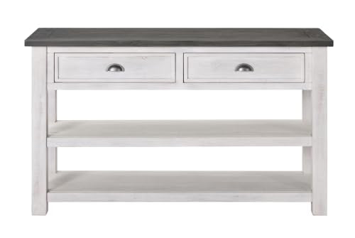 Martin Svensson Home Monterey Solid Wood Sofa Console Table White with Grey Top - color: White With Grey Top