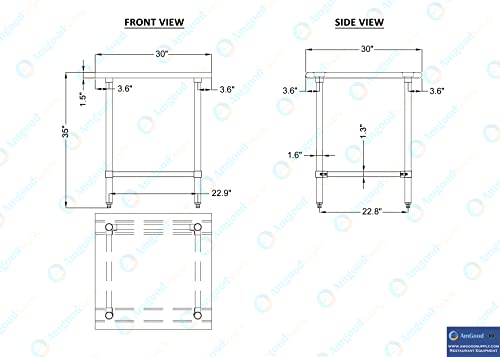 30 in. x 30 in. Open Base Stainless Steel Work Table | Residential & Commercial | Food Prep | Heavy Duty Utility Work Station | NSF - size: 30 in. Length x 30 in. Width