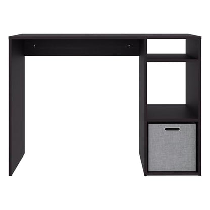 Tuhome Dalia Computer Desk with 3-Tier Open Side Shelves, 40" Small Office Desk for Home Office, Engineered Wood Writing Table with Storage, White