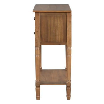 LUMISOL Small Console Table with Drawers, Farmhouse Sofa Table Behind Couch with Open Shelf, Solid Wood Entry Tables for Hallway Foyer, 23.7" W x 13" D x 31.4" H, Natural - color: Natural