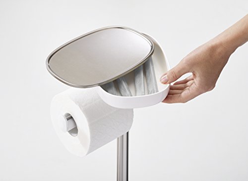 Joseph Joseph EasyStore Butler Toilet Paper Holder Stand and Flex Toilet Brush with Shelf and Drawer, Stainless Steel - style: Stand with Toilet Brush