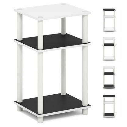 Furinno Turn-N-Tube 3-Tier Toolless Side Table, Narrow Printer Stand with Open Shelf, End Table, Night Stand, for Living Room, Bedroom, White Espresso - color: White(black Espresso)/White