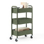 SunnyPoint 3-Tier Delicate Compact Rolling Metal Storage Organizer - Mobile Utility Cart Kitchen/Under Desk Cart with Caster Wheels - Army (15.35" X 10.24" X 26.8"H) - color: Army
