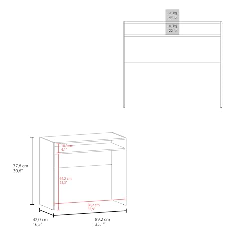 Stella 35" Wide Writing Desk with Shelf for Home Office, Bedroom, Living Room - Compact Space-Saving Desk with Open Storage