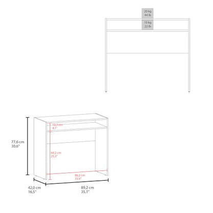 Stella 35" Wide Writing Desk with Shelf for Home Office, Bedroom, Living Room - Compact Space-Saving Desk with Open Storage