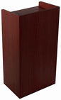 Displays2go Hostess Station, Mahogany | Hidden Wheels, Adjustable Shelf, LCKDPHSSM - color: Mahogany