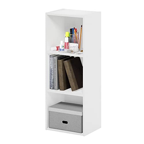 Furinno Pasir 3-Tier No Tool Assembly Open Shelf Bookcase, White - color: White, size: 3-Tier Cube No Tool