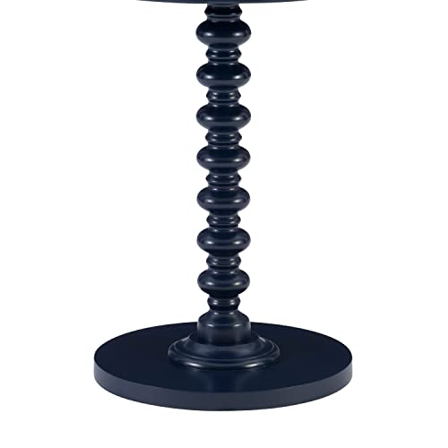 Tarkin Round Navy Blue Turned Spindle Pedestal Side Accent Table by Powell - color: Navy Blue