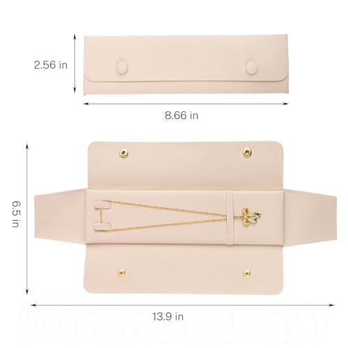 Framendino, 6 Pack Velvet Necklace Case Travel Jewelry Bag Organizer Pouch Holder Box for Women Storage White - color: White