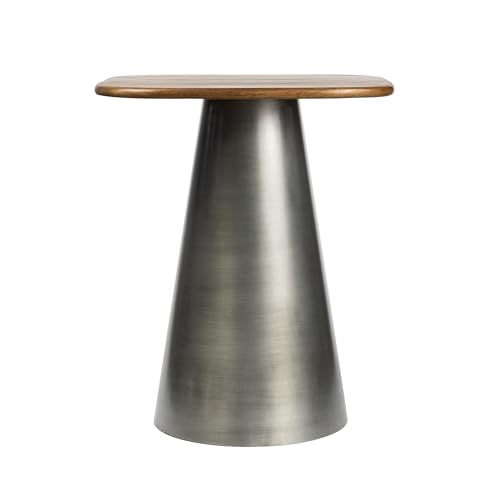 JONATHAN Y Skye Industrial Solid Mango Wood Square End Table with Tapered Metal Pedestal Base, 18" Accent Side Table or Nightstand for Living Room, Bedroom, Honey Wood/Oxidized Nickel END5000A - color: Honey Wood/Oxidized Nickel, style: Square Top