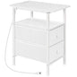 HOOBRO End Table with Charging Station, Narrow Side Table, Nightstand with 2 Non-Woven Drawers, Slim Sofa Side Table, for Small Spaces, Living Room, Bedroom, White WT486UBZ01 - color: White, size: 11.8"L x 18.9"W x 23.6"H