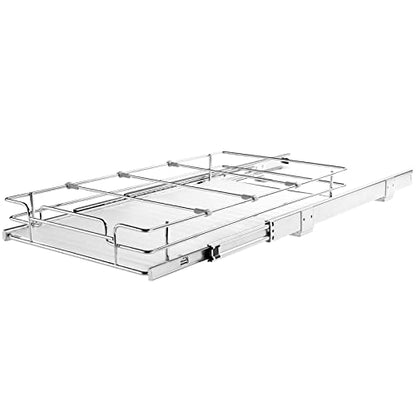 VEVOR 15.5" Wx21 Dx3.5 H Pull Out Cabinet Organizer, Heavy Duty Slide Out Pantry Shelves, Chrome-Plated Steel Roll Out Drawers, Storage for Home Under Sink, 17" Wx22 Dx7 H Install Size for Cabinet - size: 15.5"Wx21"D