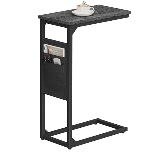 TUTOTAK C Shaped End Table, Side Table for Couch, Sofa Table with Storage Bag, TV Tray for Living Room, Bedroom, Charcoal Grey TB01BY082 - color: Grey, size: 1 Pack (7.9"W ), style: Ordinary