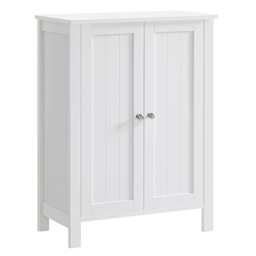 VASAGLE Floor Storage Cabinet, Freestanding Storage Unit with 2 Adjustable Shelves, for Bathroom Living Room Dining Kitchen, 11.8 x 23.6 x 31.5 Inches, Cloud White UBCB60WV1 - color: Cloud White, size: 2 Doors（31.5"）