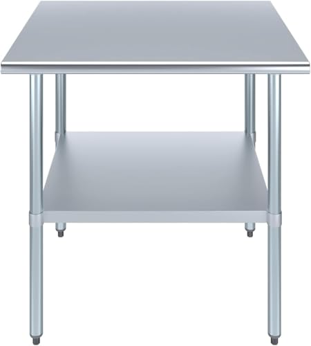 30" x 36" Stainless Steel Prep Table – NSF Certified Heavy Duty Work Table for Home & Commercial Use – Galvanized Undershelf & Legs - size: 36x30