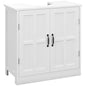 kleankin Pedestal Sink Storage Cabinet, Under Sink Cabinet with 2 Doors and Adjustable Shelf, Bathroom Vanity with U-Shape Cut-Out, White - color: White