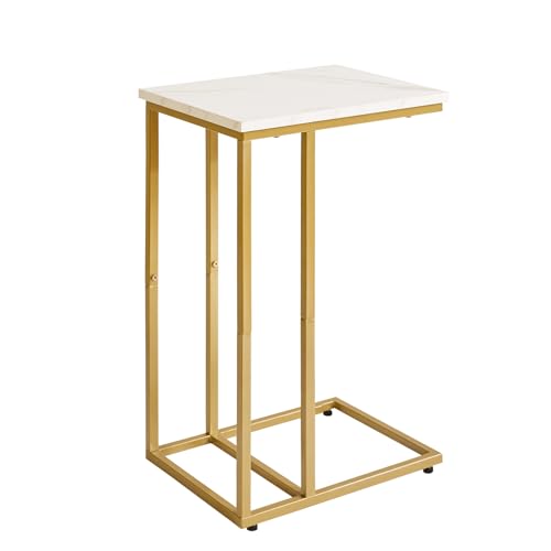Aibiju Small Side Tables C Shaped, End Table, Small Table Stand for Living Room Bedroom, Little Bedside Table Faux Marble+Gold YD-TM051G - color: Marble Grain Tabletop+gold Legs